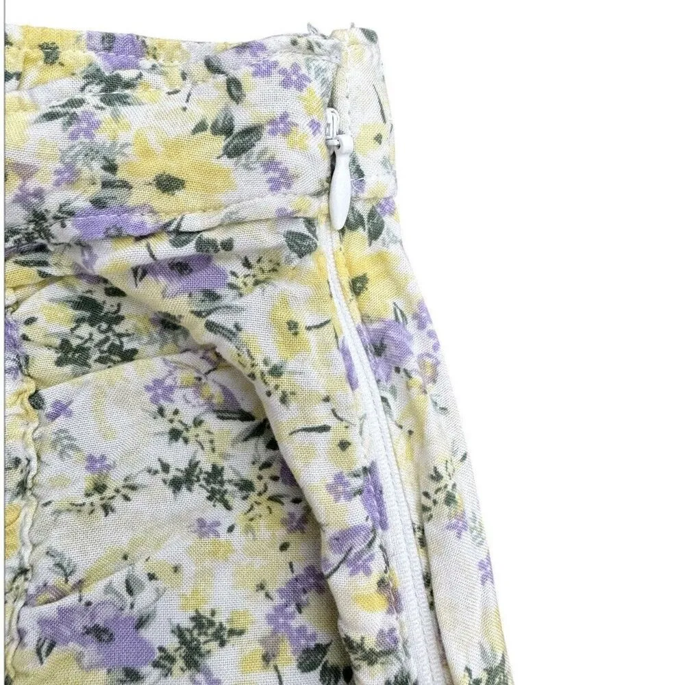 Y2K Hollister Micro Floral Cottage Prairie Midi Skirt Medium Front Slit Fairy - Image 6