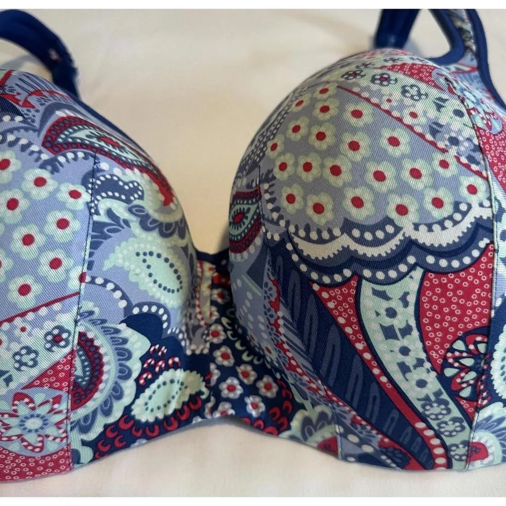 Cacique 38F Multi Color Patterned Lined Underwire No Padding Blue - Image 2