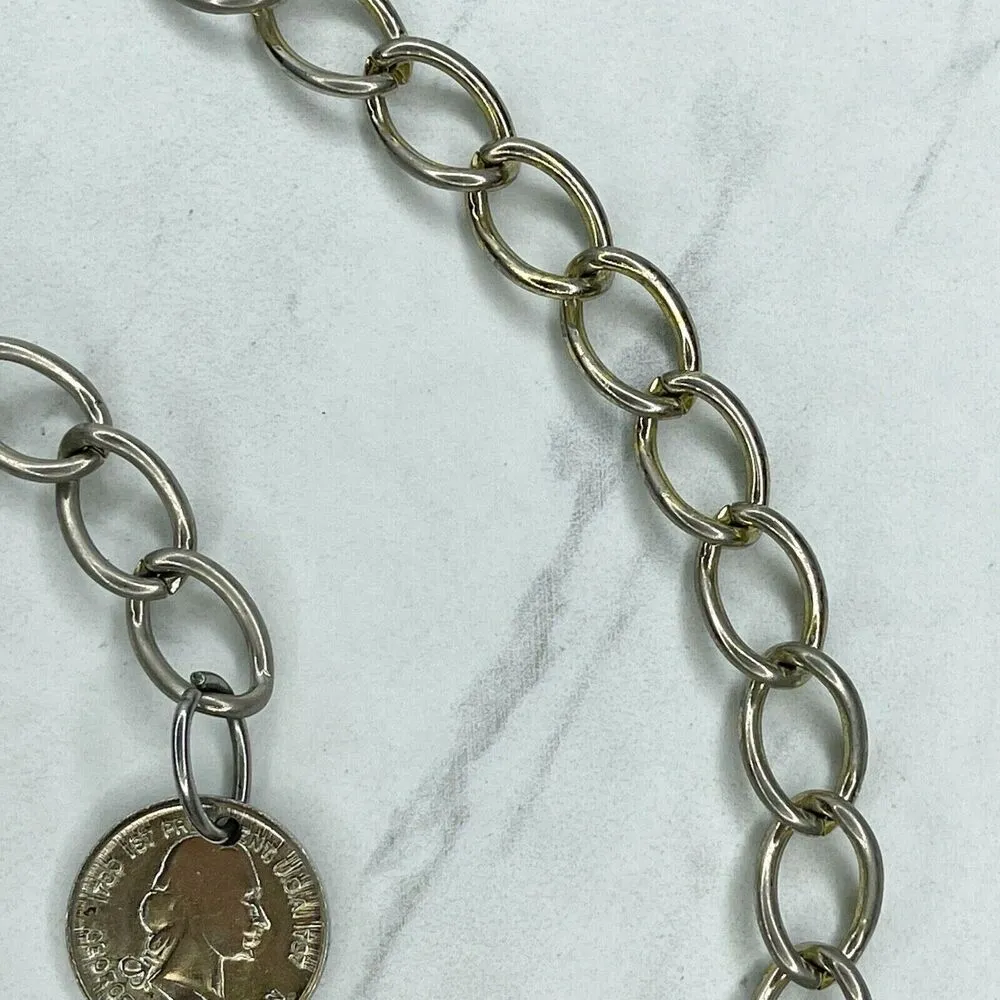 Silver Tone George Washington Coin Belly Body Chain Link Belt Size XS Small S - Image 7
