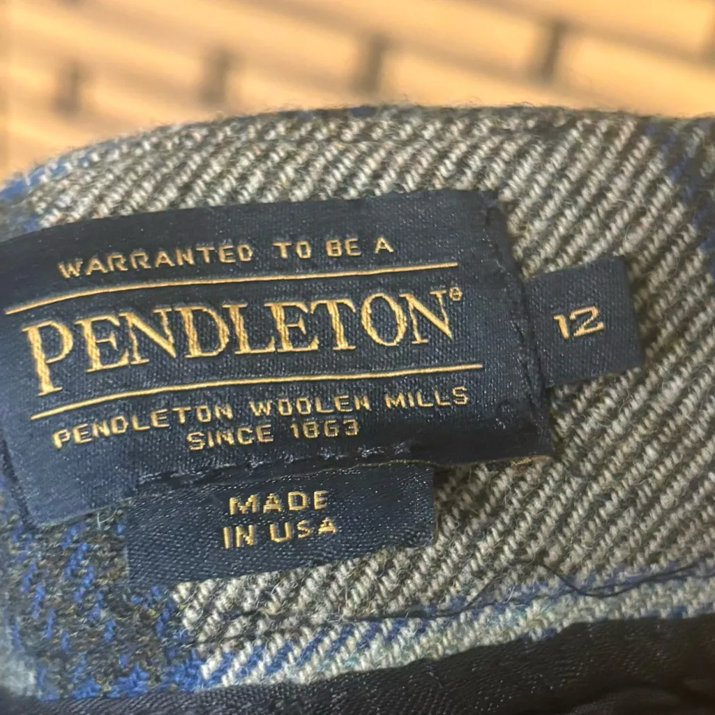 Pendleton‎ Gray And Blue Plaid Virgin Wool Skirt Size 12 - Image 6