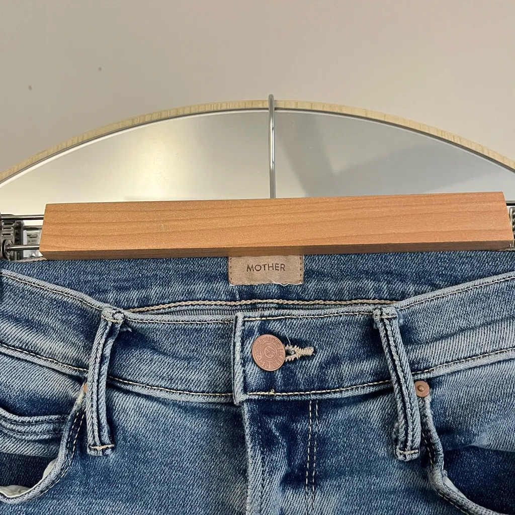 MOTHER Mid Rise Dazzle Ankle Fray in Riding the Cliffside Blue Jeans Size 27 - Image 8