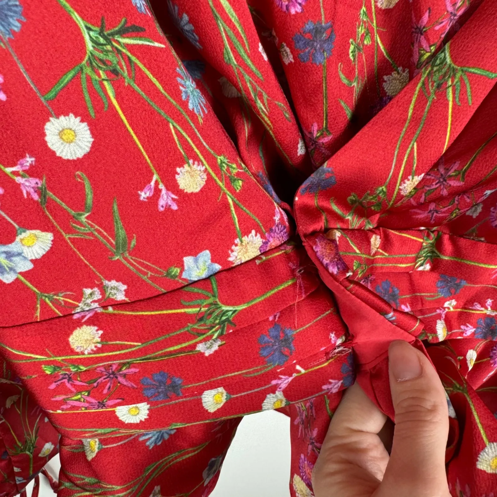 Keepsake Floral Wrap Blouse Size‎ XL Red Long Sleeve Peplum Romantic Feminine - Image 3