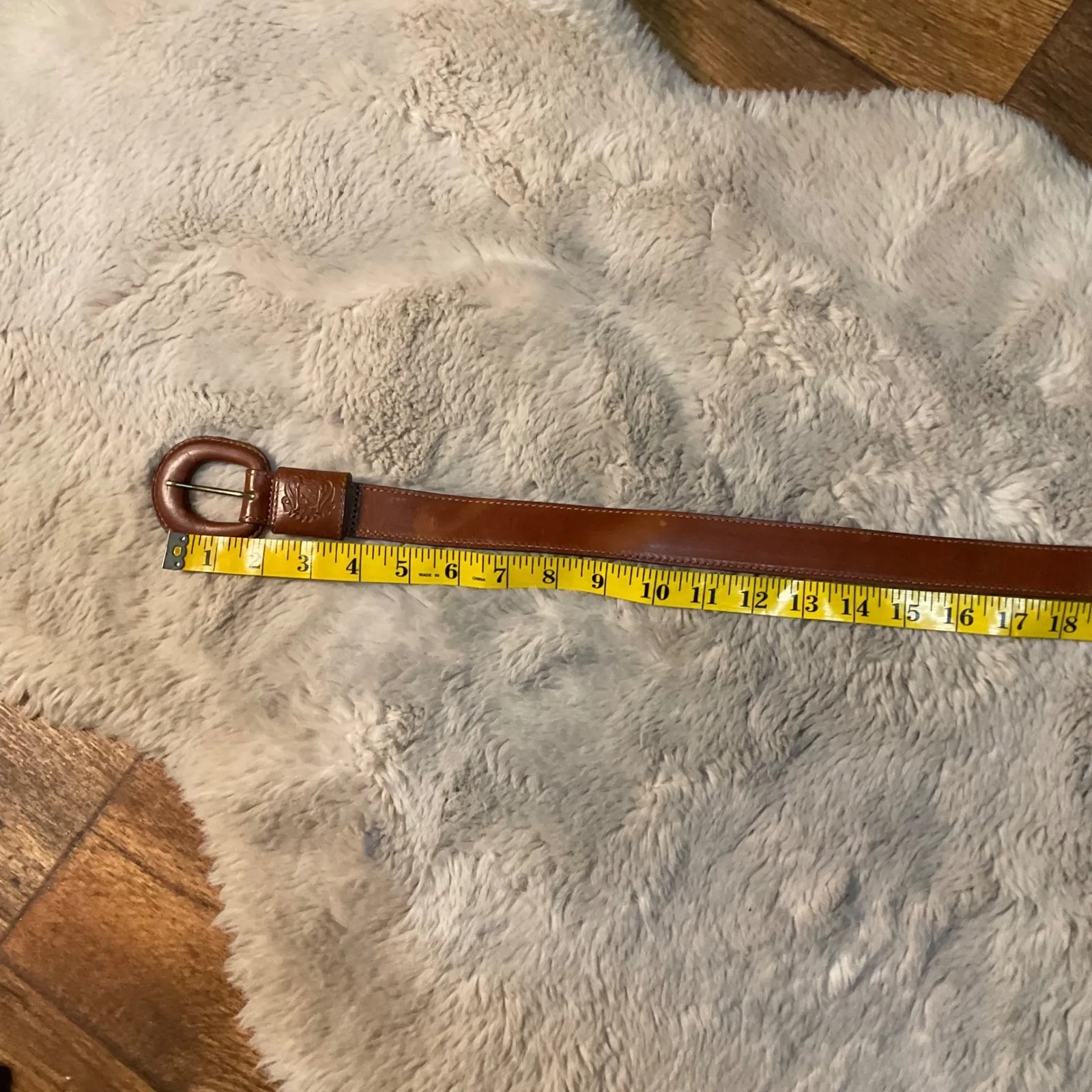 Leather Belt Brown With Rounded Leather Buckle Size Small Womens - Image 4