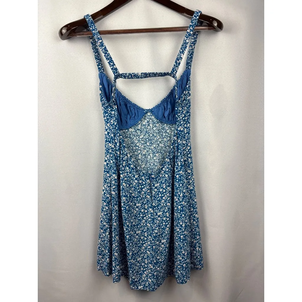 Women’s Princess Polly Size 4 Blue Tank Backless Mini Sundress w/ White Florals - Image 3