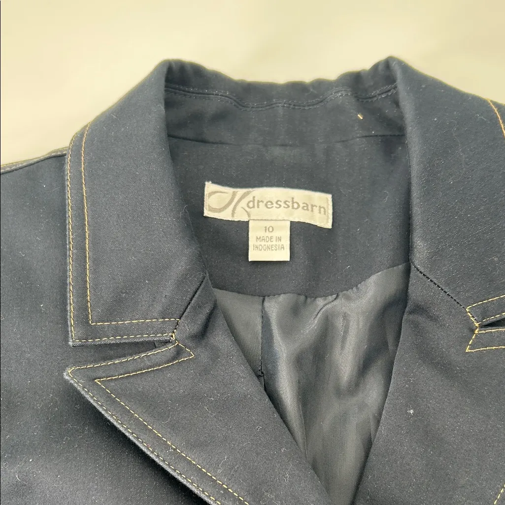Dress Barn Dark Blue Blazer with Contrast Stitching - Image 2