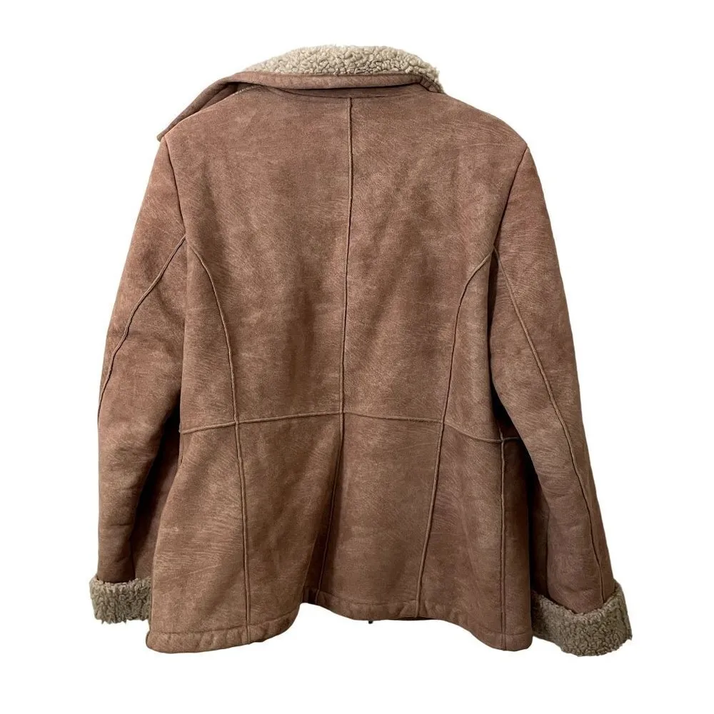 Braetan imitation leather soft comfortable jacket winter full zip fleece lined Tan Size M - Image 8