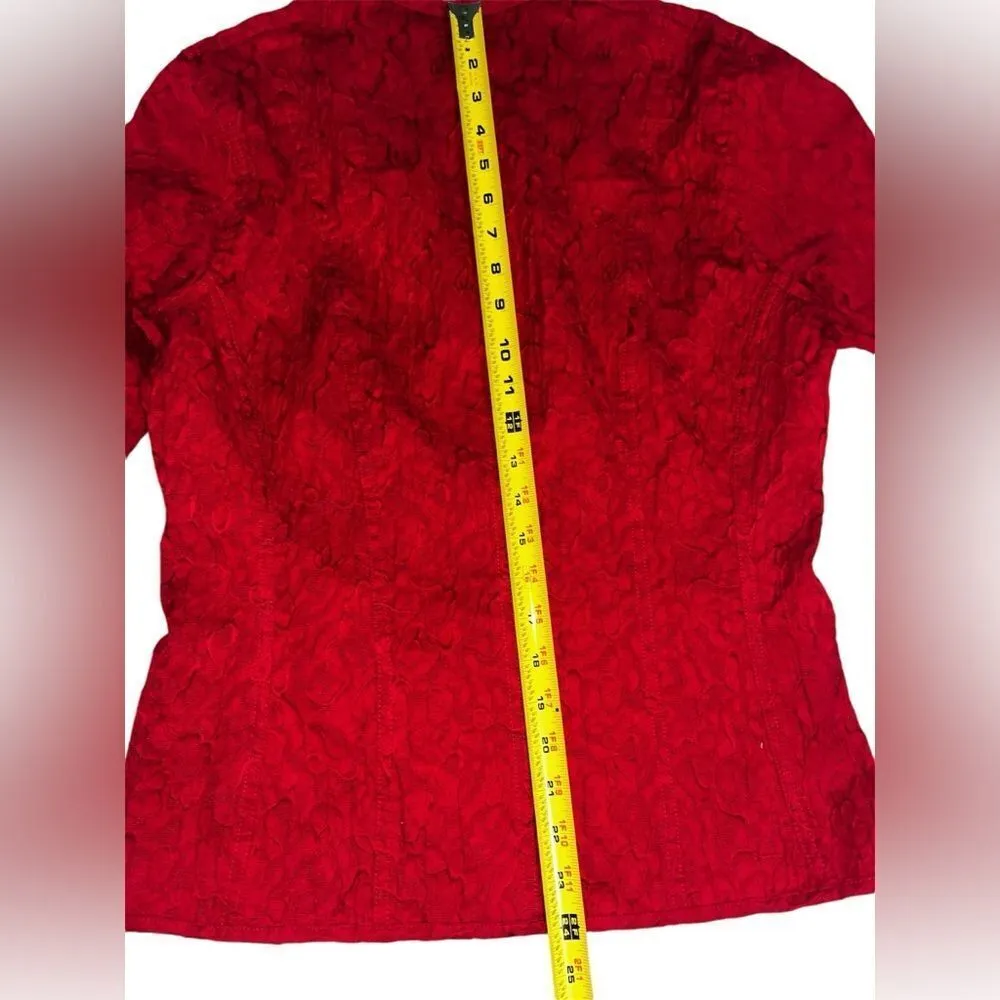 Chico’s Asian Inspired Mandarin Collared‎ Red Jacket Size 0 Small Boho Chic - Image 7