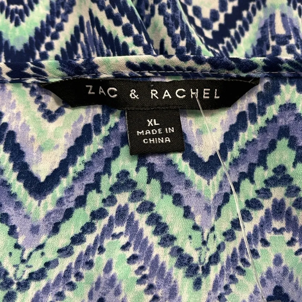 Zac & Rachel NWT Blue Mint Lavender Patterned Assymetrical Hem Top Size XL - Image 7