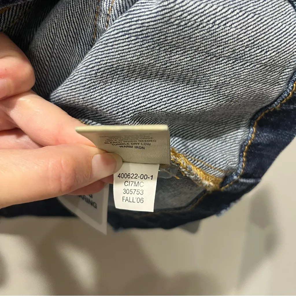 Old Navy VTG Y2K Women XL Stretch Distressed Crop Denim Blazer Twill Waist Tie - Image 7