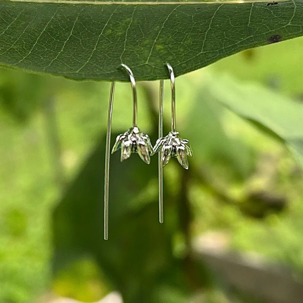 Milkweed Blossom Drop Earrings by Theresa Applegate Silver - Image 2