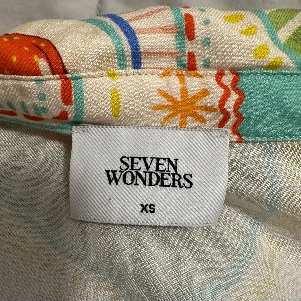 SEVEN WONDERS Agata Shirt in Agata Print Women’s Size XS Fruit Print Orange - Image 9