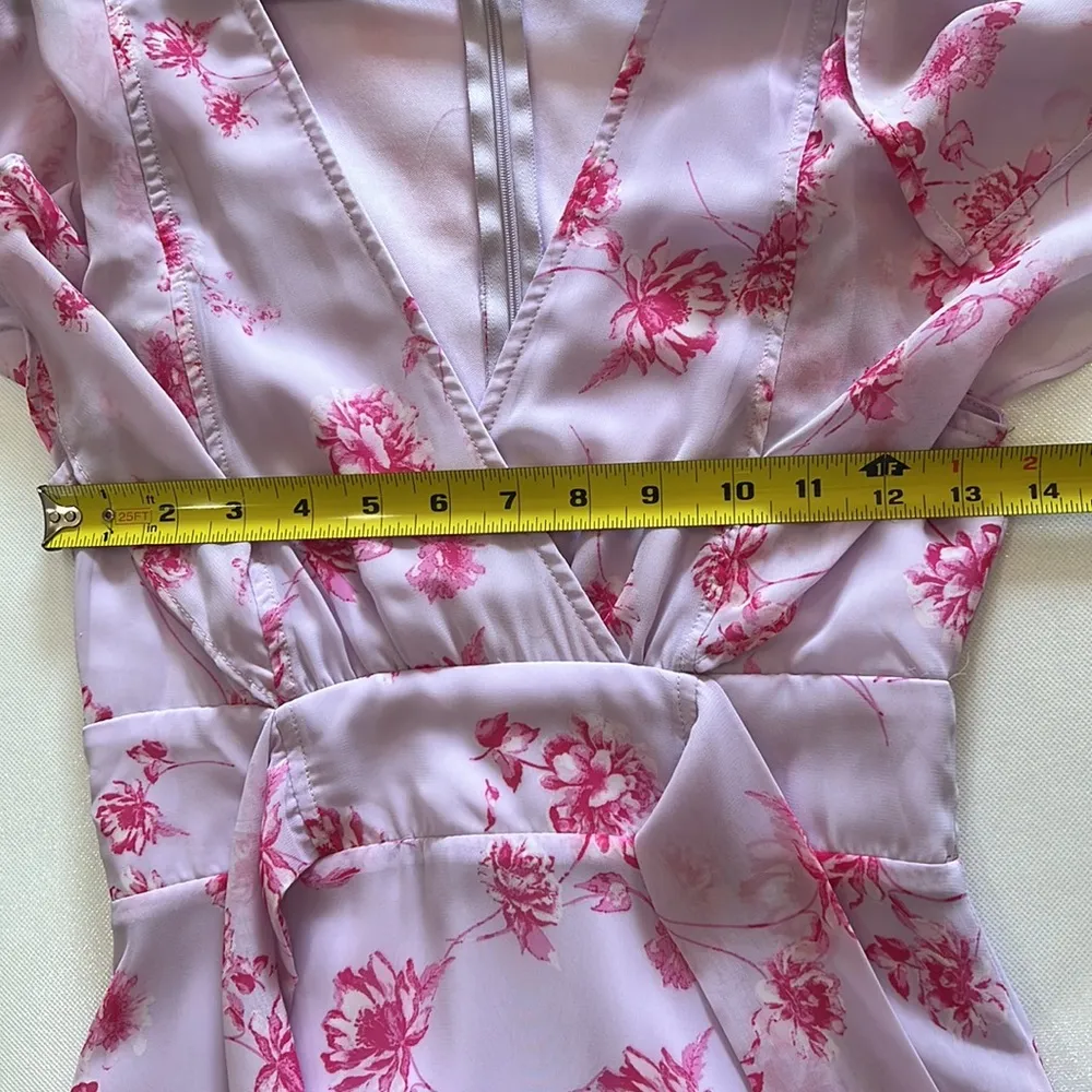 Lulu’s Dearly Loved Lavender Floral Print Flutter Sleeve Maxi Dress Pink Size XS - Image 5