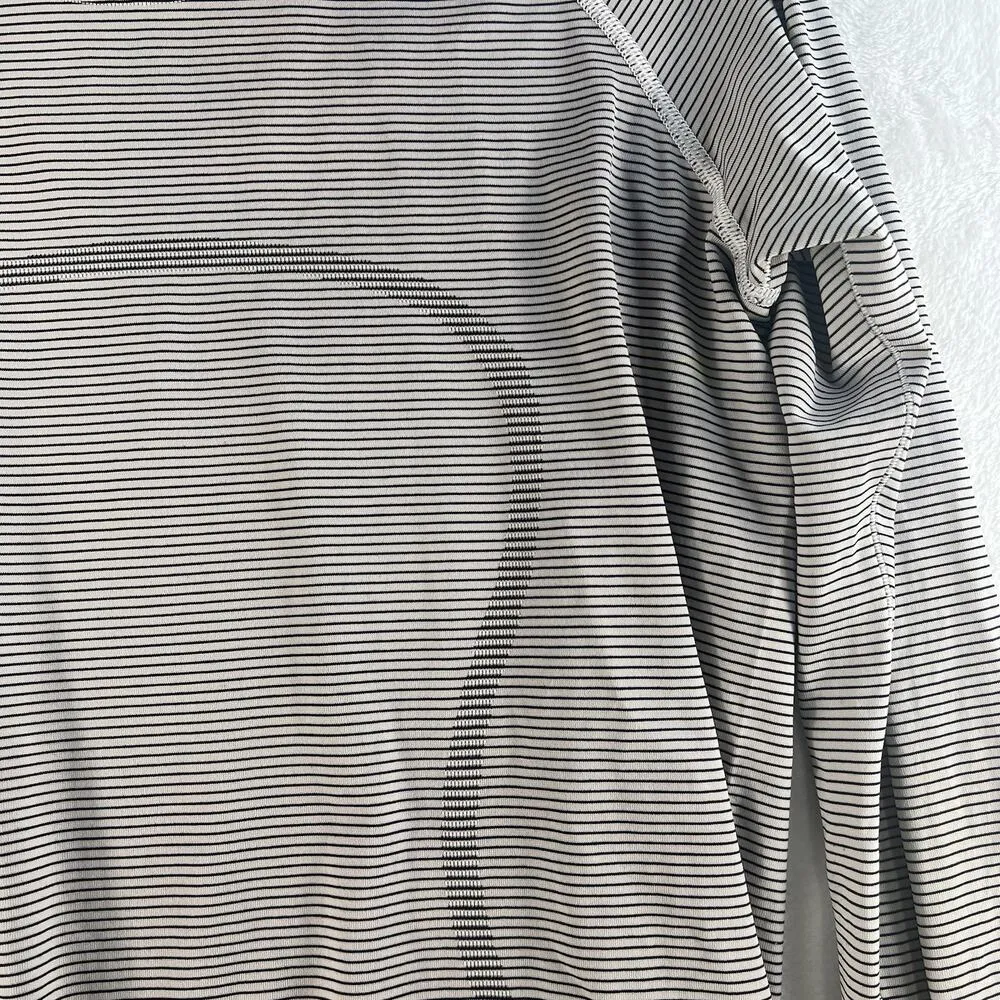 Lululemon Size 10 Run Swiftly Tech Long Sleeve Crew Tempo Stripe Black White - Image 5