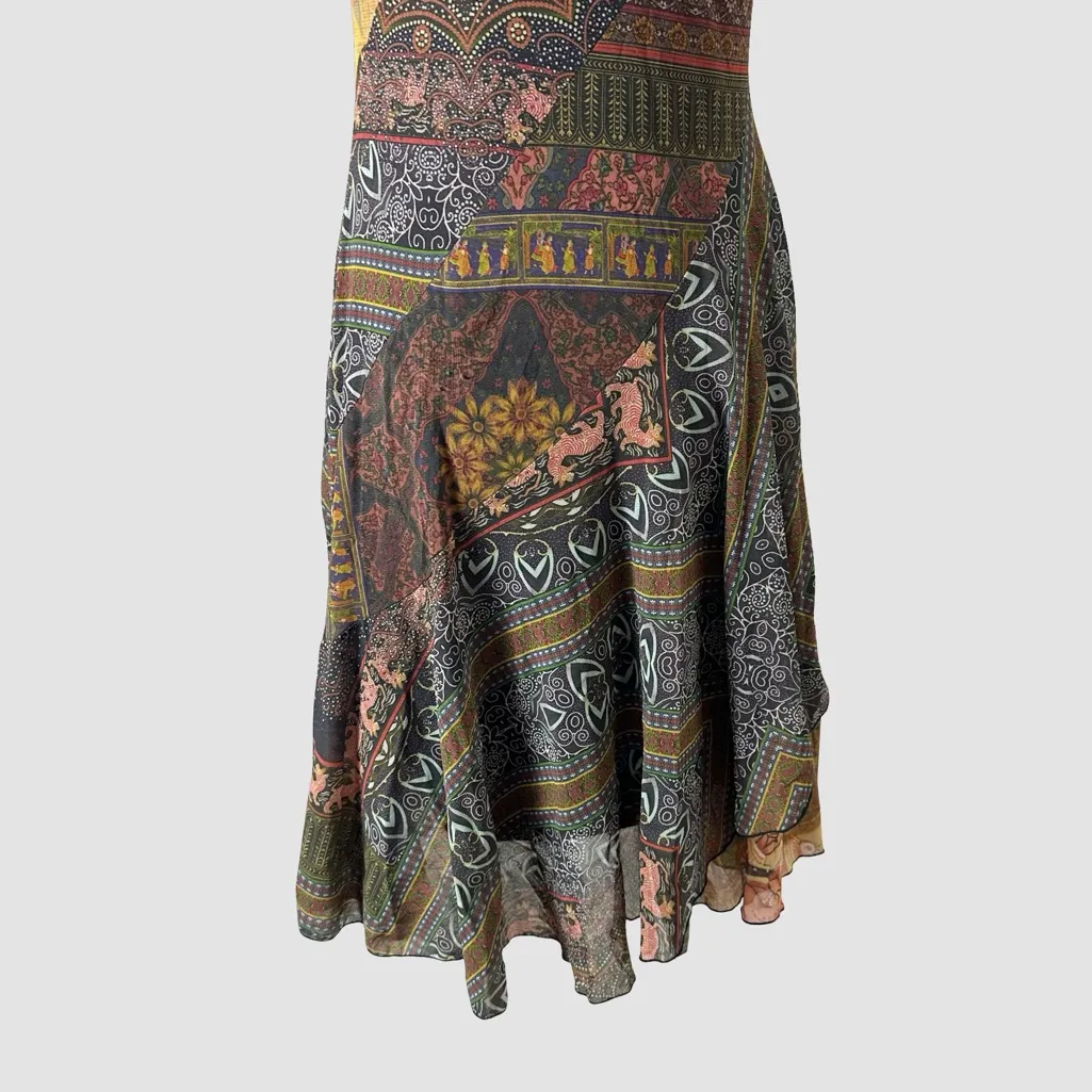 Desigual Patchwork Boho Fit and Flare Dress S Multicolor Sleeveless - Image 8