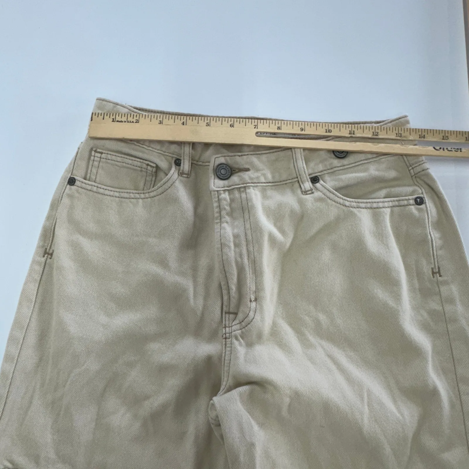 Hidden Los Angeles Jeans Womens 27‎ Tan Cream Cargo Straight Crossover Button - Image 5