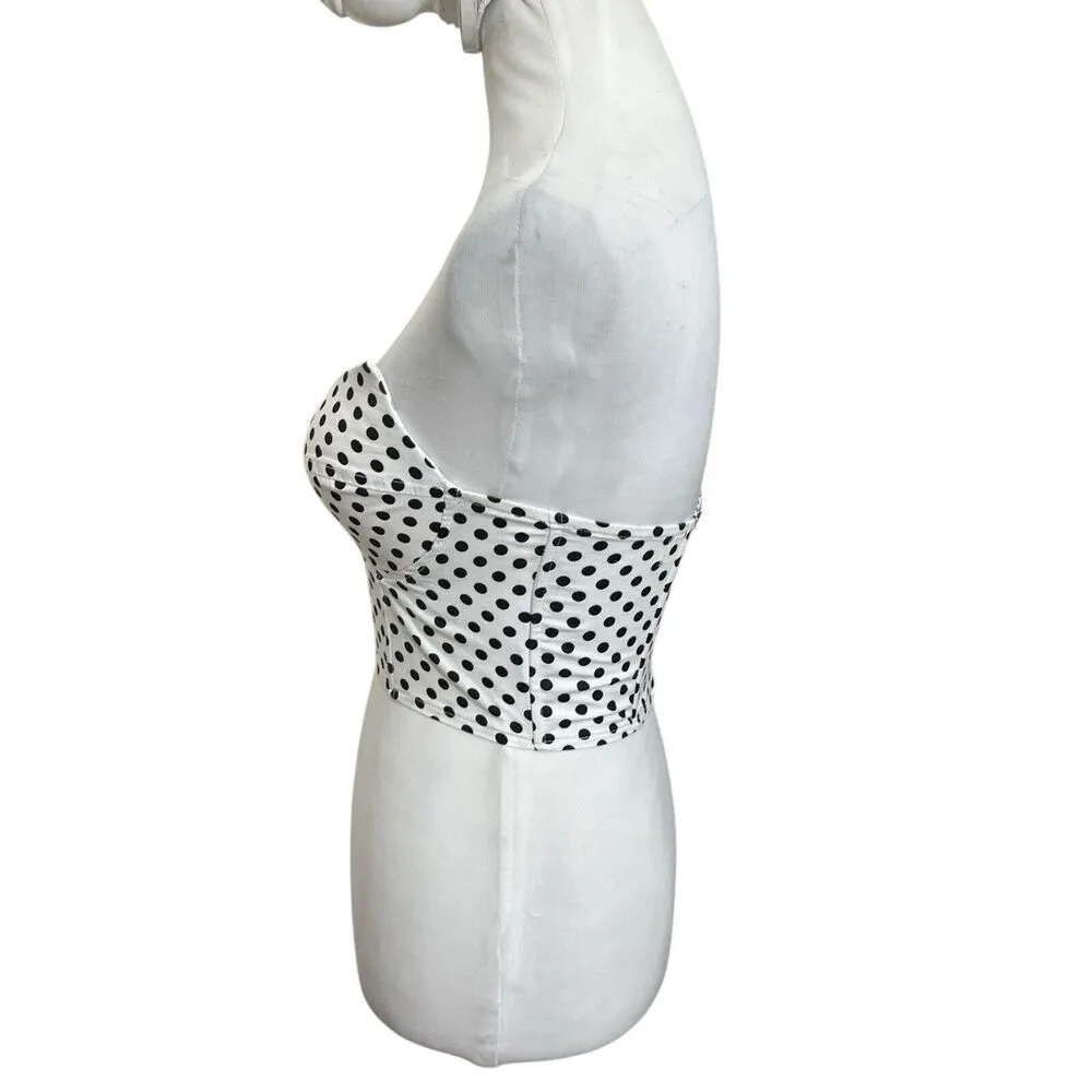 By The Way Jackson Corset Top White & Black Revolve Polka Dot Women’s Size S - Image 6