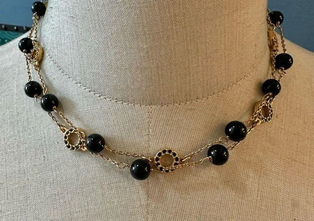 J. Crew Gold tone Black Long Necklace - Image 2