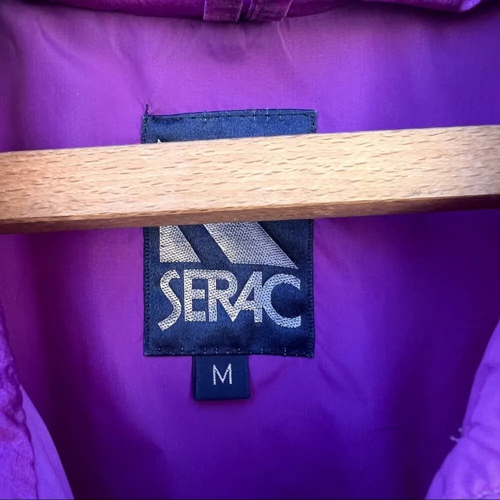 Vintage 90s SERAC purple nylon oversized windbreaker with roll up hood MEDIUM - Image 5