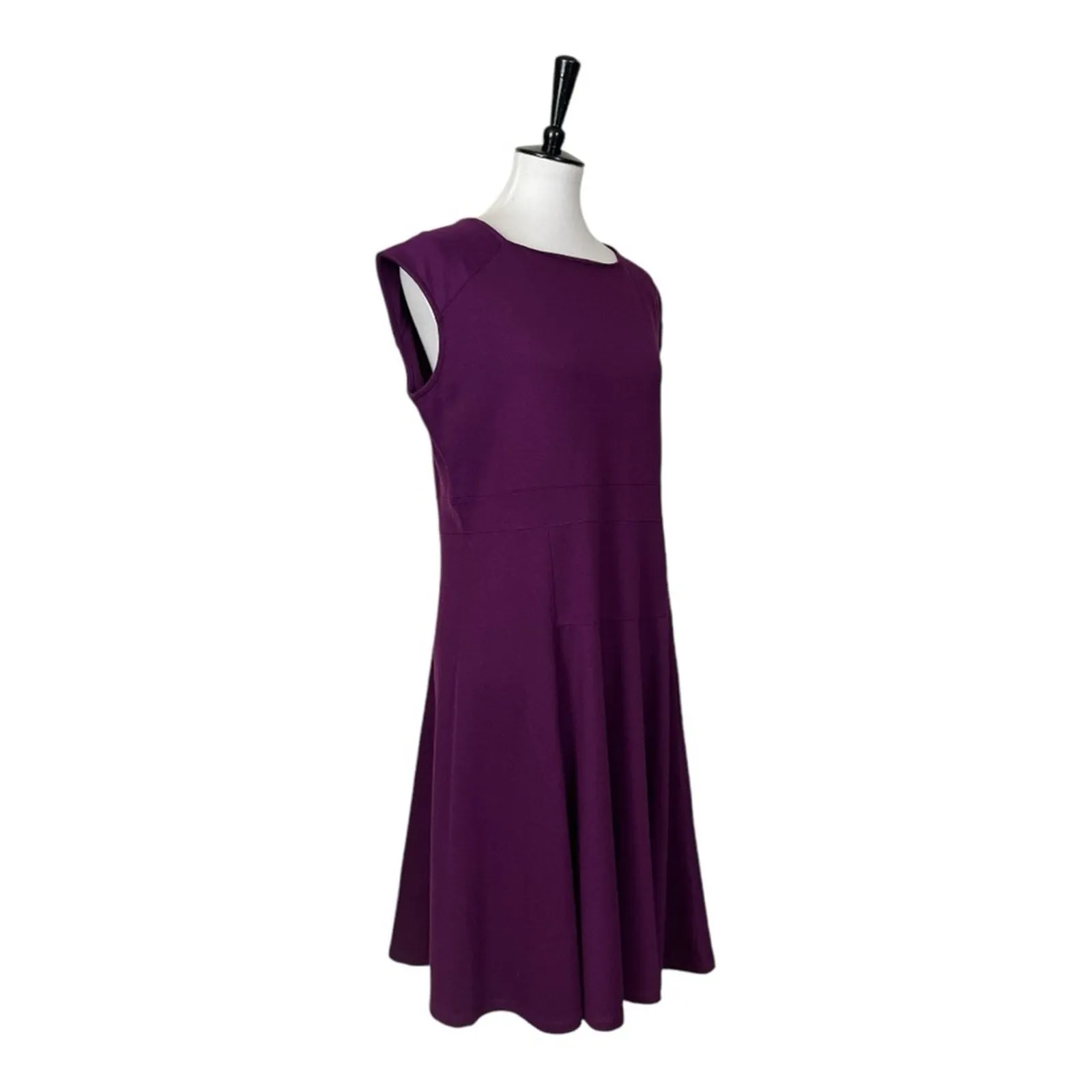 Lands’ End Dress A-line Cap Sleeves Midi Plum Purple Women’s Size L/P 14-16 - Image 2
