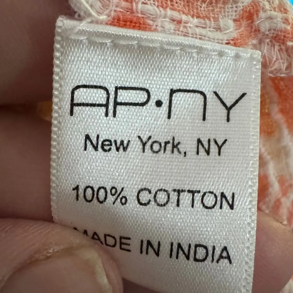 APNY 100% Cotton Mixed media swing dress bell sleeve L Coastal Boho Size L - Image 6