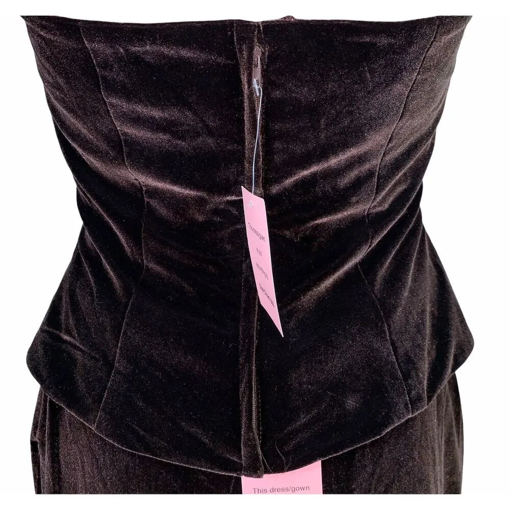 Eden Maids Womens Velvet Halter Top and Pencil Skirt Set Chocolate Brown 6 - Image 9