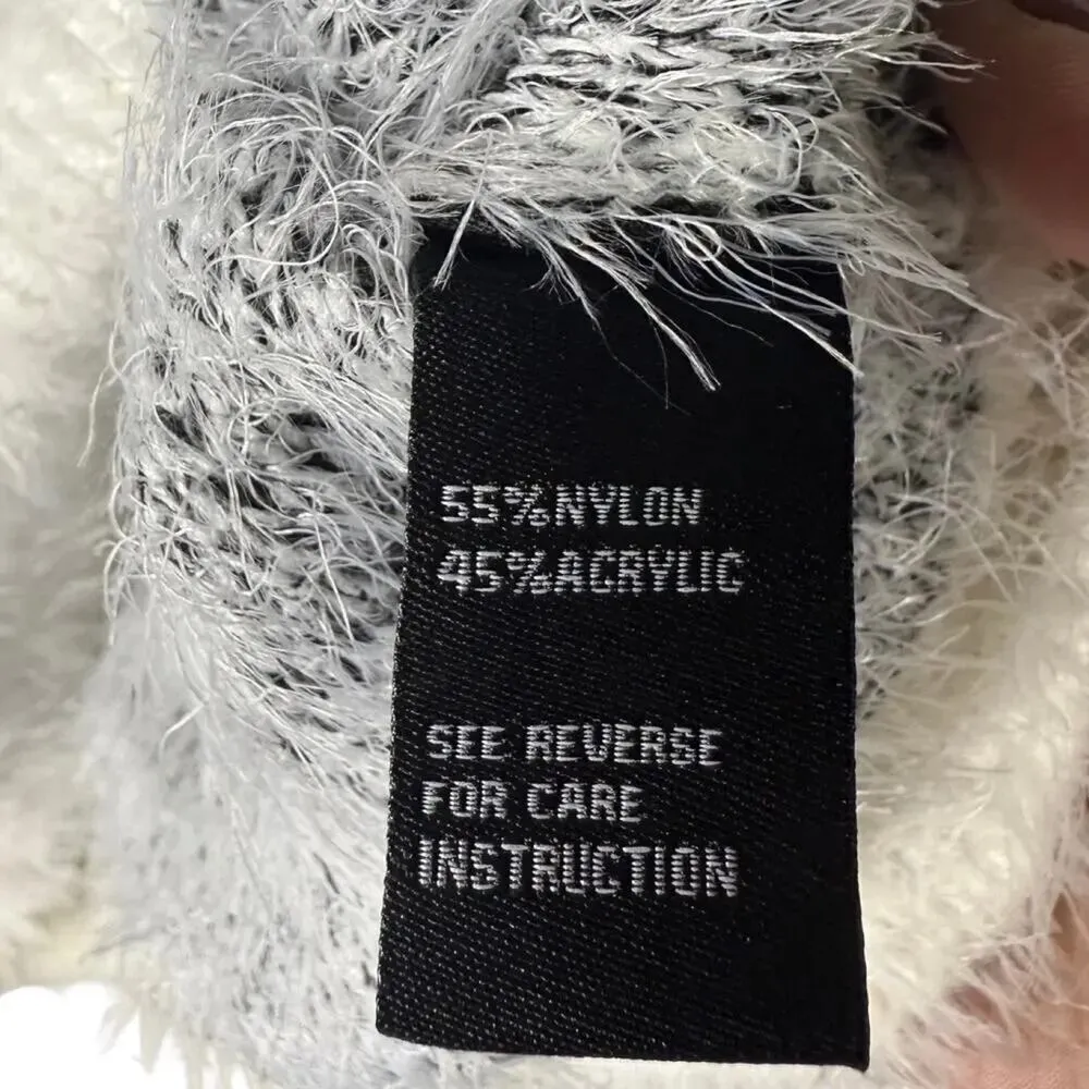 Cliché Fair Isle Fuzzy Eyelash Knit Sweater Soft Cozy Pullover Womens Size M White Size M - Image 9