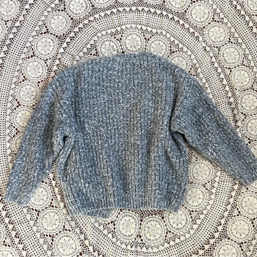 FRNCH PARIS Thick Knit Grey Open Cardigan Medium - Image 7