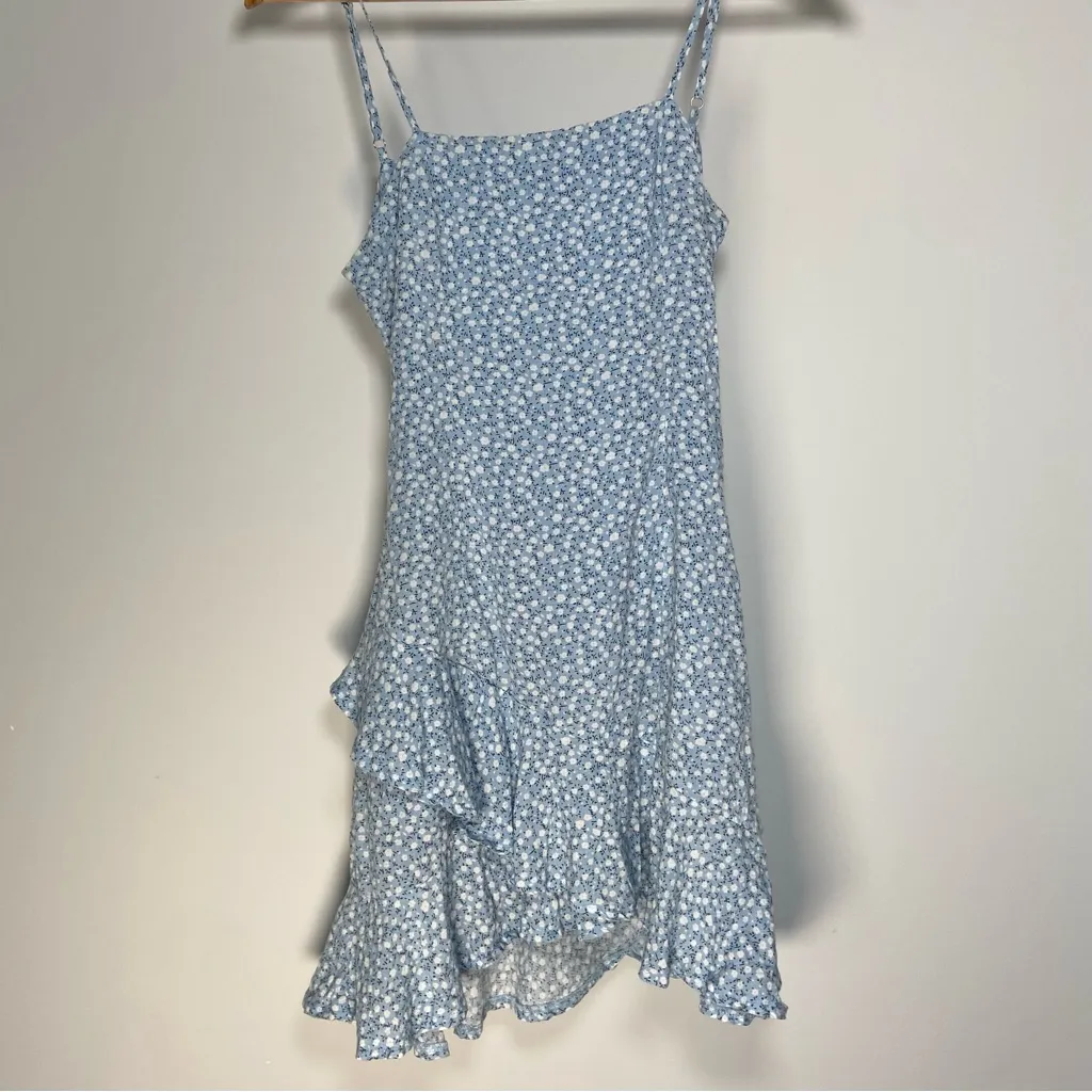 Princess Polly Grasby Mini Dress Blue Floral Back Cutout Cottagecore Milkmaid 4 - Image 2