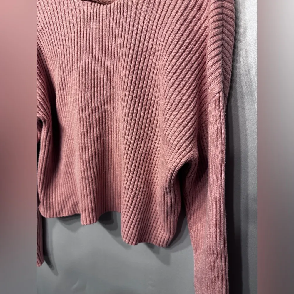 Marissa Webb Pink Arie Ribbed Blend Drop Shoulder Hoodie Sweater XS oversized - Image 8