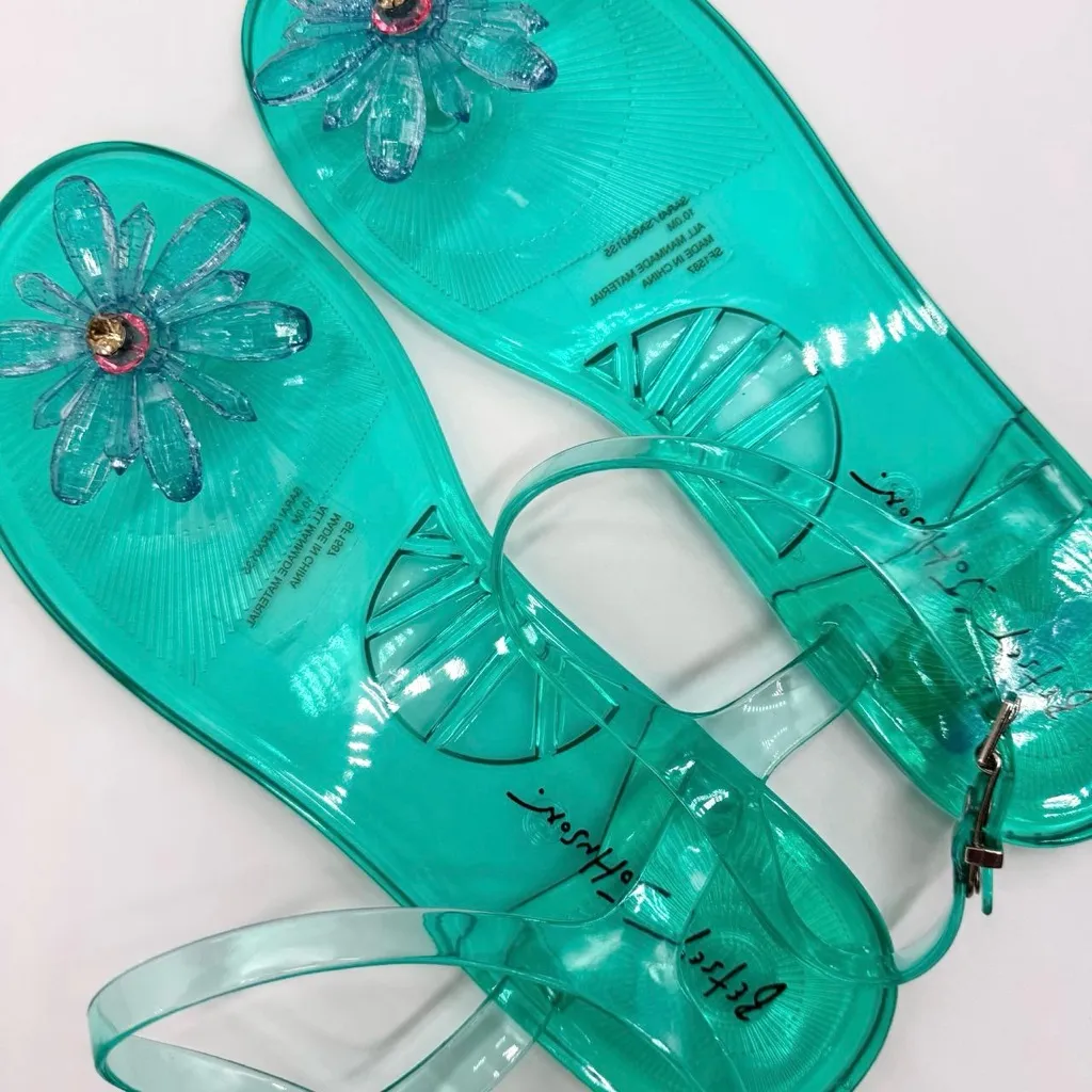 Betsey Johnson Sarai Teal Jelly Flower Sandals Size 10 – New - Image 9