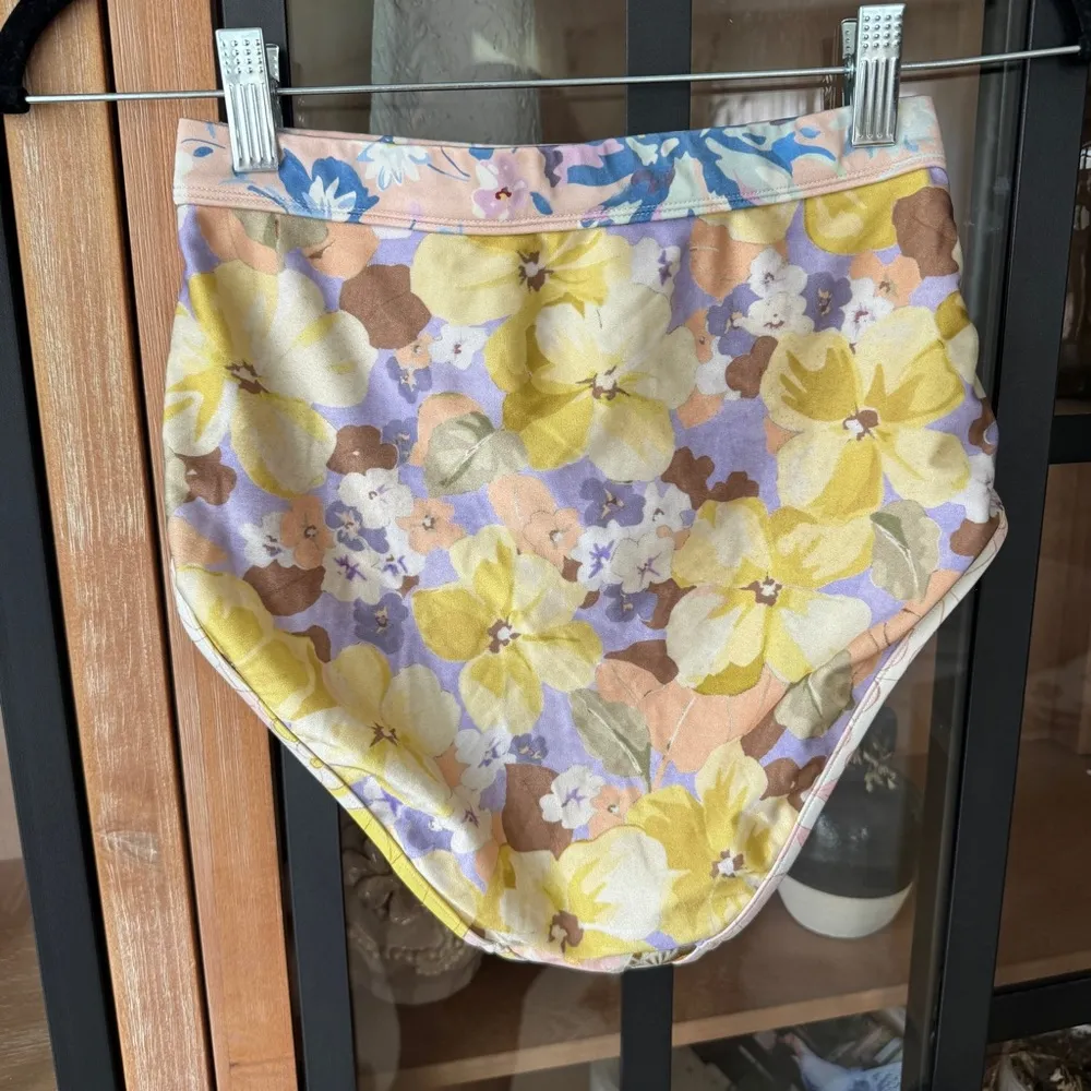 Zimmermann Pop Button High Waisted Bikini Bottoms floral patchwork print swim - Image 3