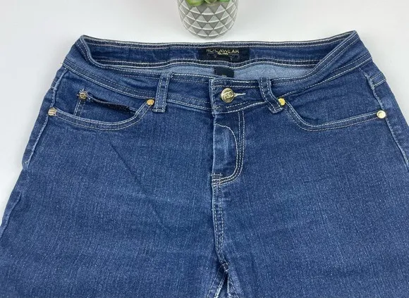 Rocawear Blue Gold Denim Jeans Y2K Vintage Size Junior 7 - Image 2