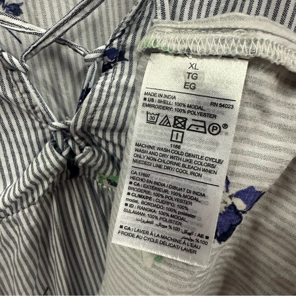 Old Navy Stripe Floral Ruffle Eyelet Cap Embroidered Sleeves Laced Neckline XL - Image 8