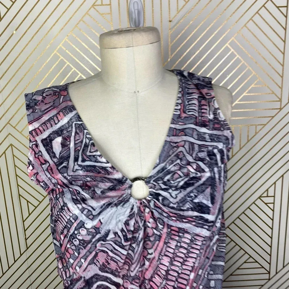 St. John‎ Sport Belted Gray & Pink Geometric Print Tank Dress Size US Small - Image 4