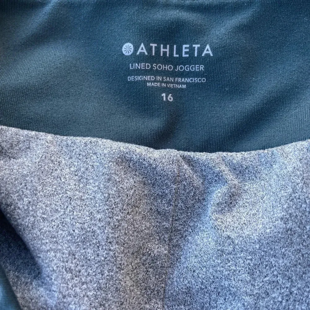 Athleta Lined Soho Joggers In Nordic Teal Green Size 16 Athleisure Athletic - Image 3
