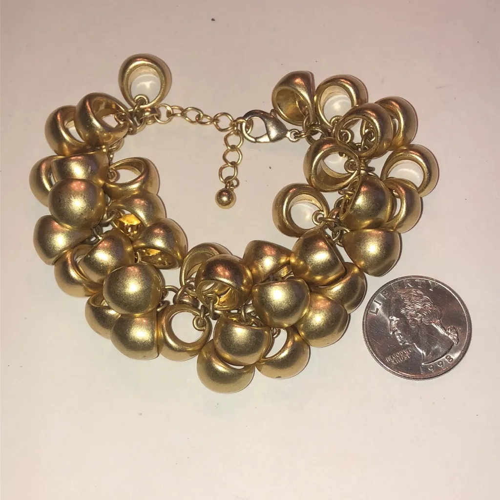 Satin Soft Gold Tone Chain Link Chunky Retro Bracelet - Image 7