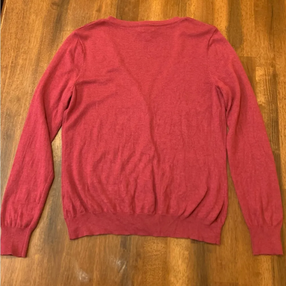 Merona cardigan sweater large wine color with sequins on shoulders button up - Image 8