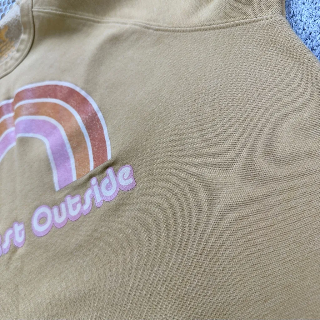 alpenglow Women’s Happiest Outside Crewneck Sweatshirt Longsleeve in Mustard XL Yellow - Image 14