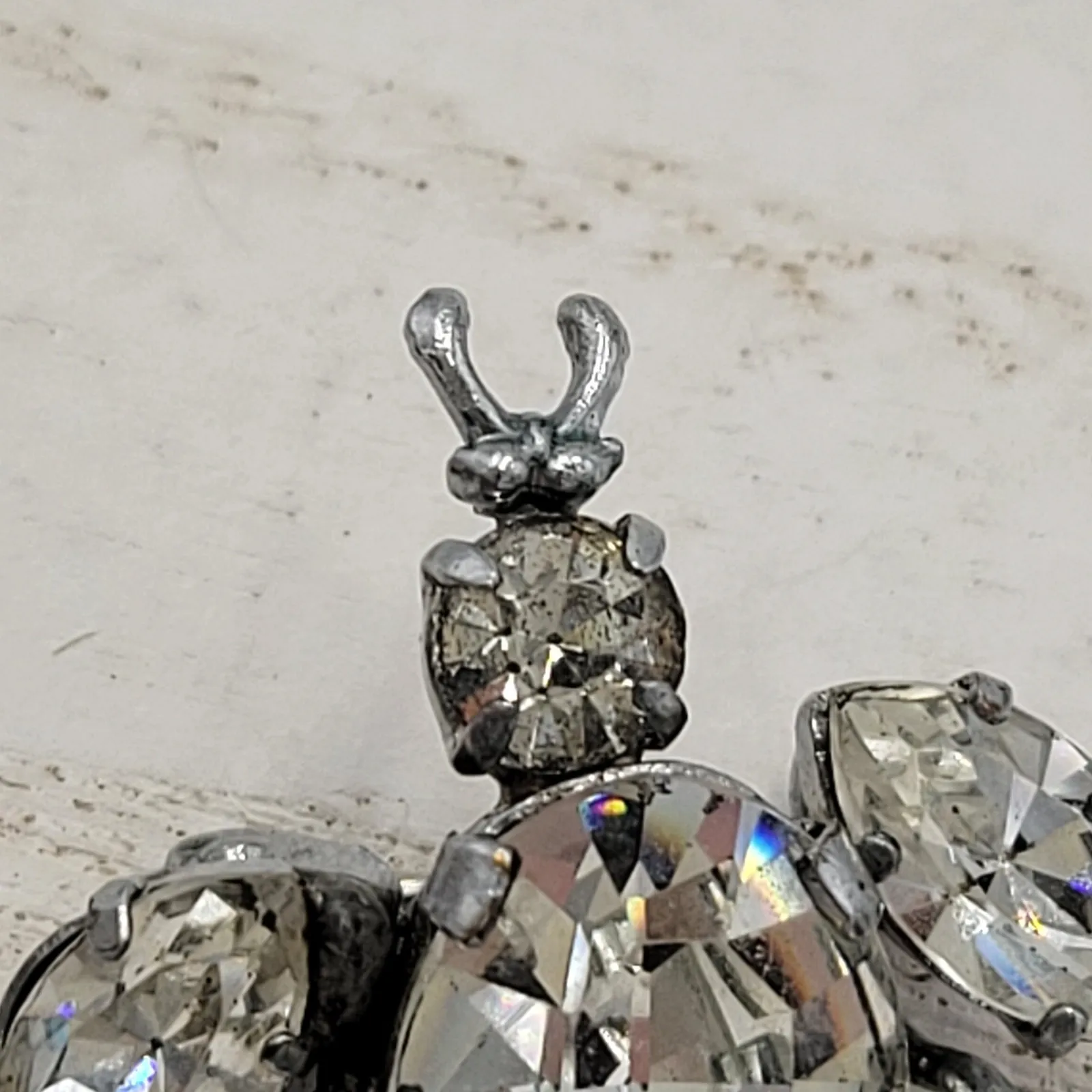 Vintage 1960 Austrian Crystal 3D Bug Brooch Silver Tone Insect Pin - Image 4