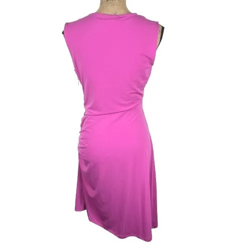 Michael Kors Hot Pink Sleeveless Zipper Accent Ruched Sheath‎ Dress Size 8 - Image 5