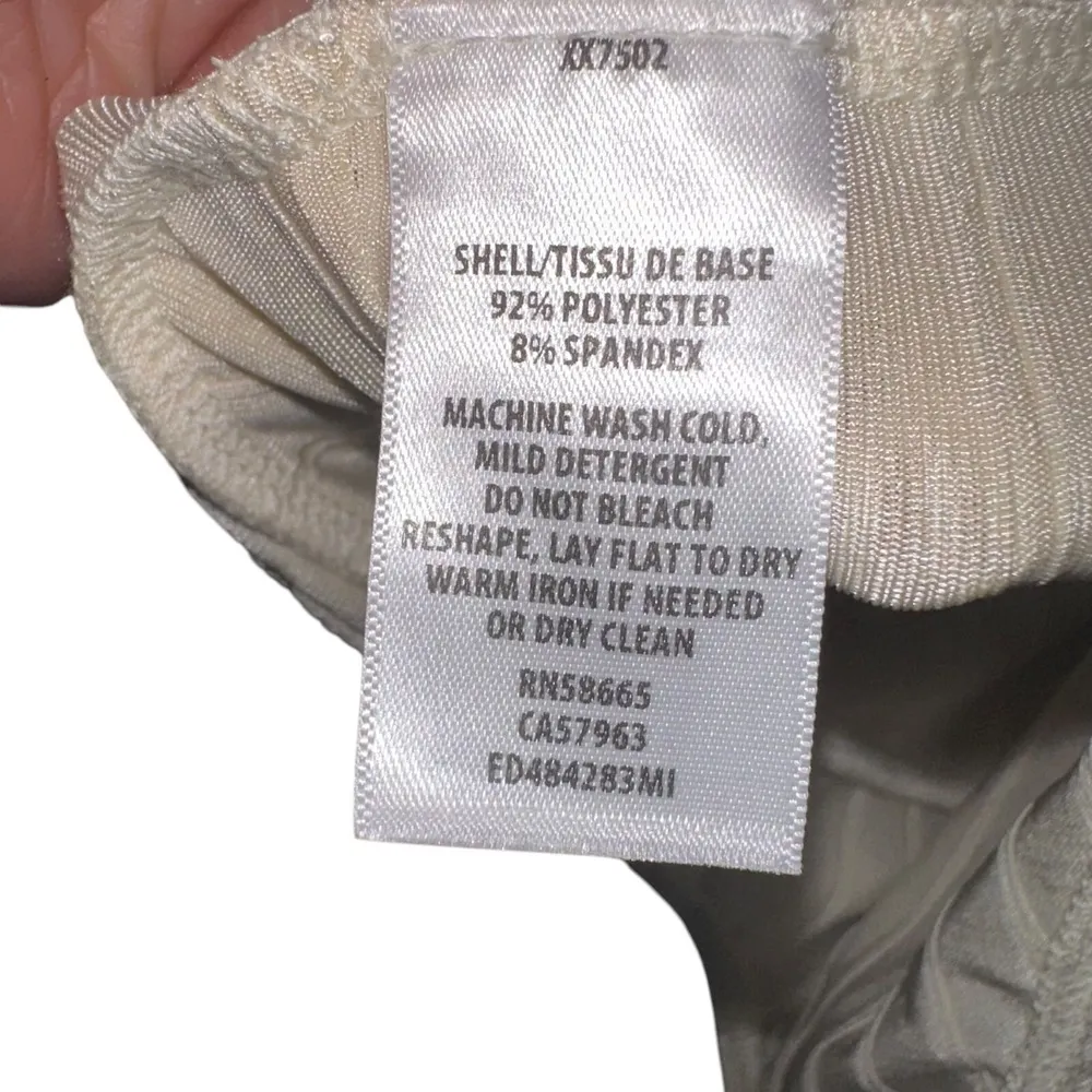 Open Edit Ribbed Top Womens Sz S Beige Stretch Lace - Image 3