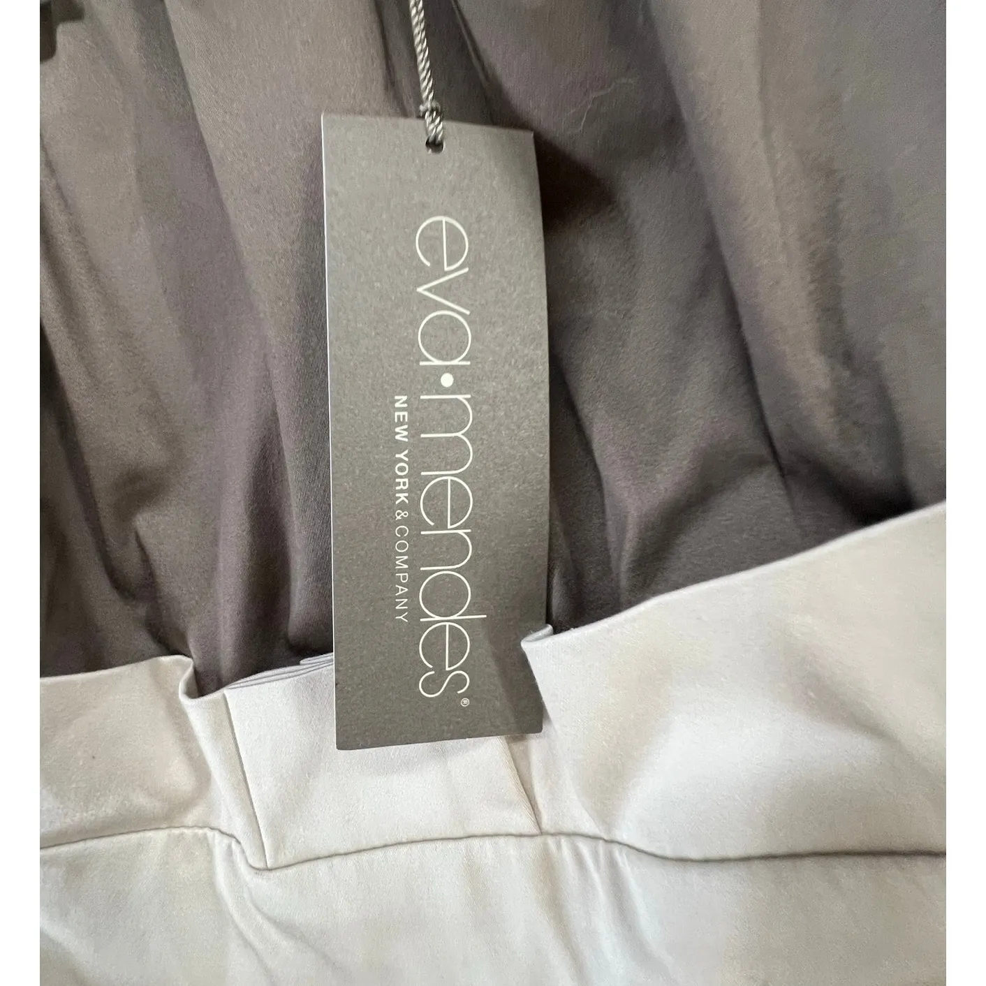 Eva Mendes NYC Midi Dress XS Brown Cream Off The Shoulder Belted Cottage Classic - Image 11