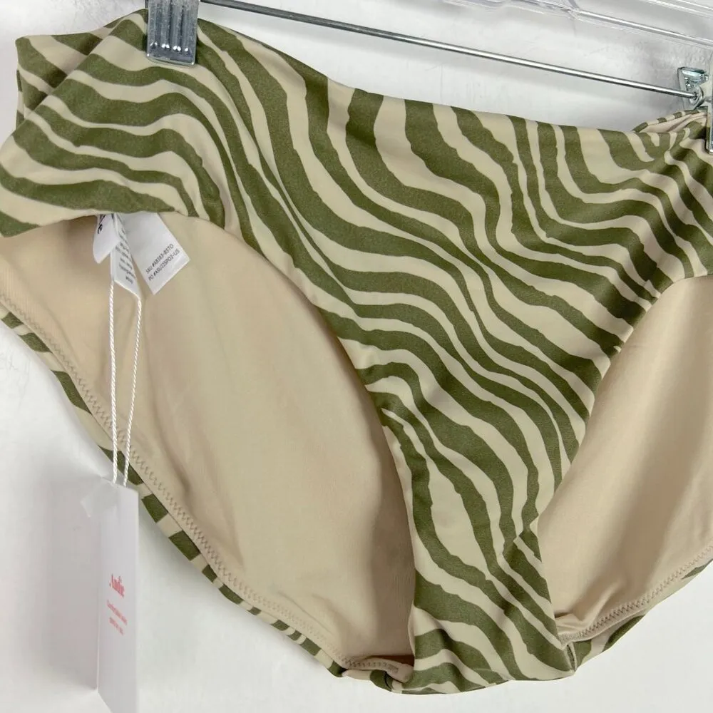 NWT Andie Swim The Hipster Bottom Bias Stripe Olive Bikini Bottom Size Large L - Image 3