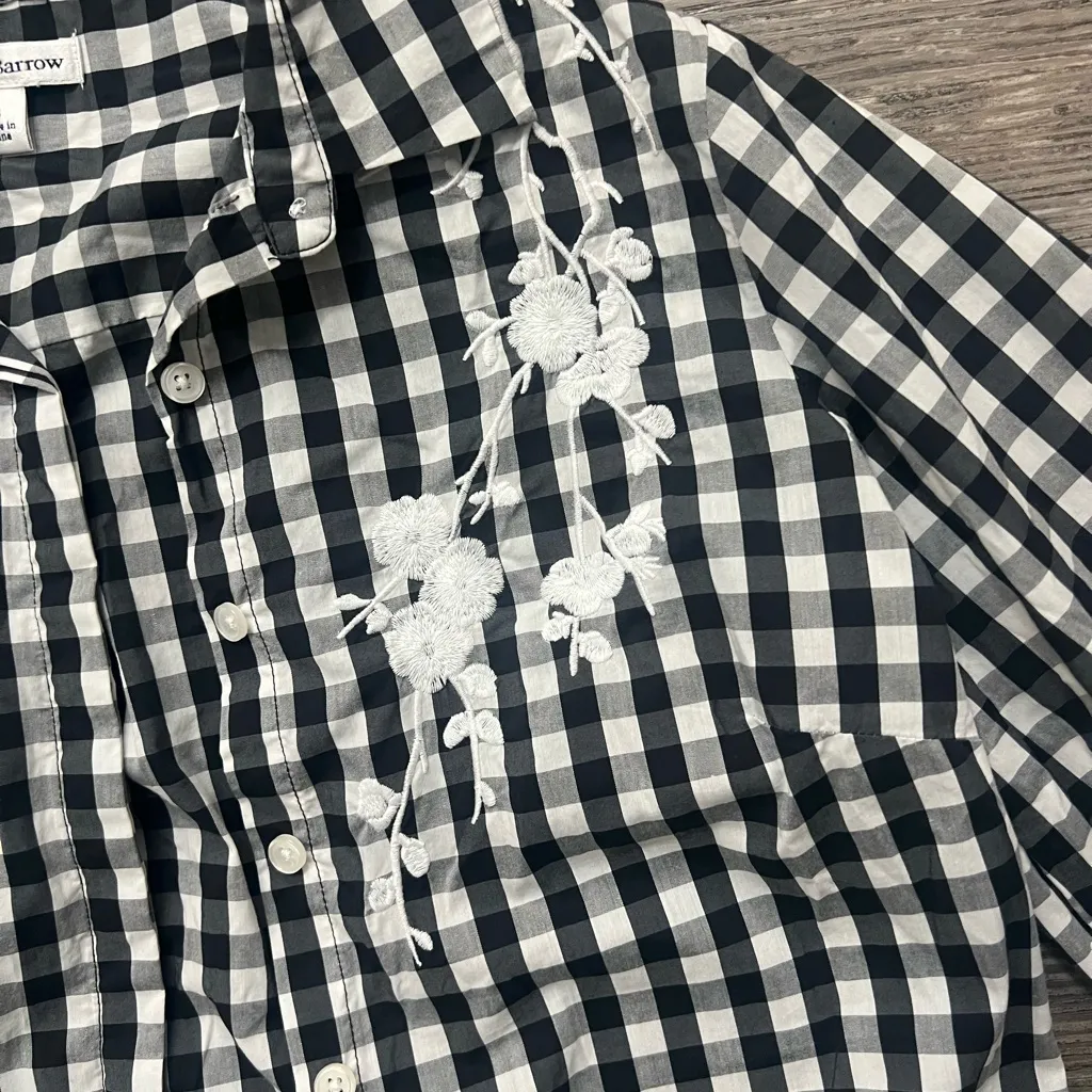 Croft & Barrow Black and White Plaid women’s Shirt size S 3/4 sleeves - Image 5