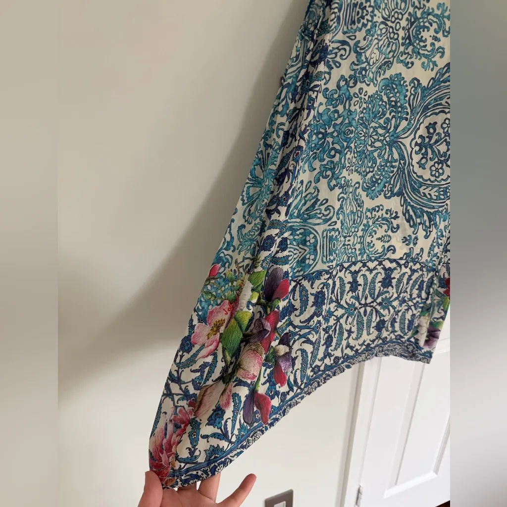 Johnny Was Horizon Sleeveless Blue Silk Floral Tunic Women Size S Tank 100% Silk - Image 2