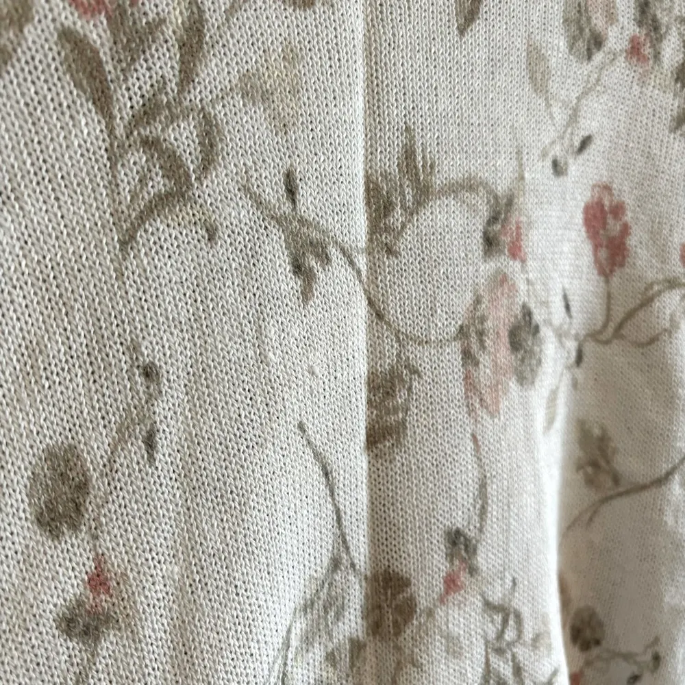 J. Jill Linen Blend Floral Print 3/4 Sleeve Knit Sweater Sz L - Image 3