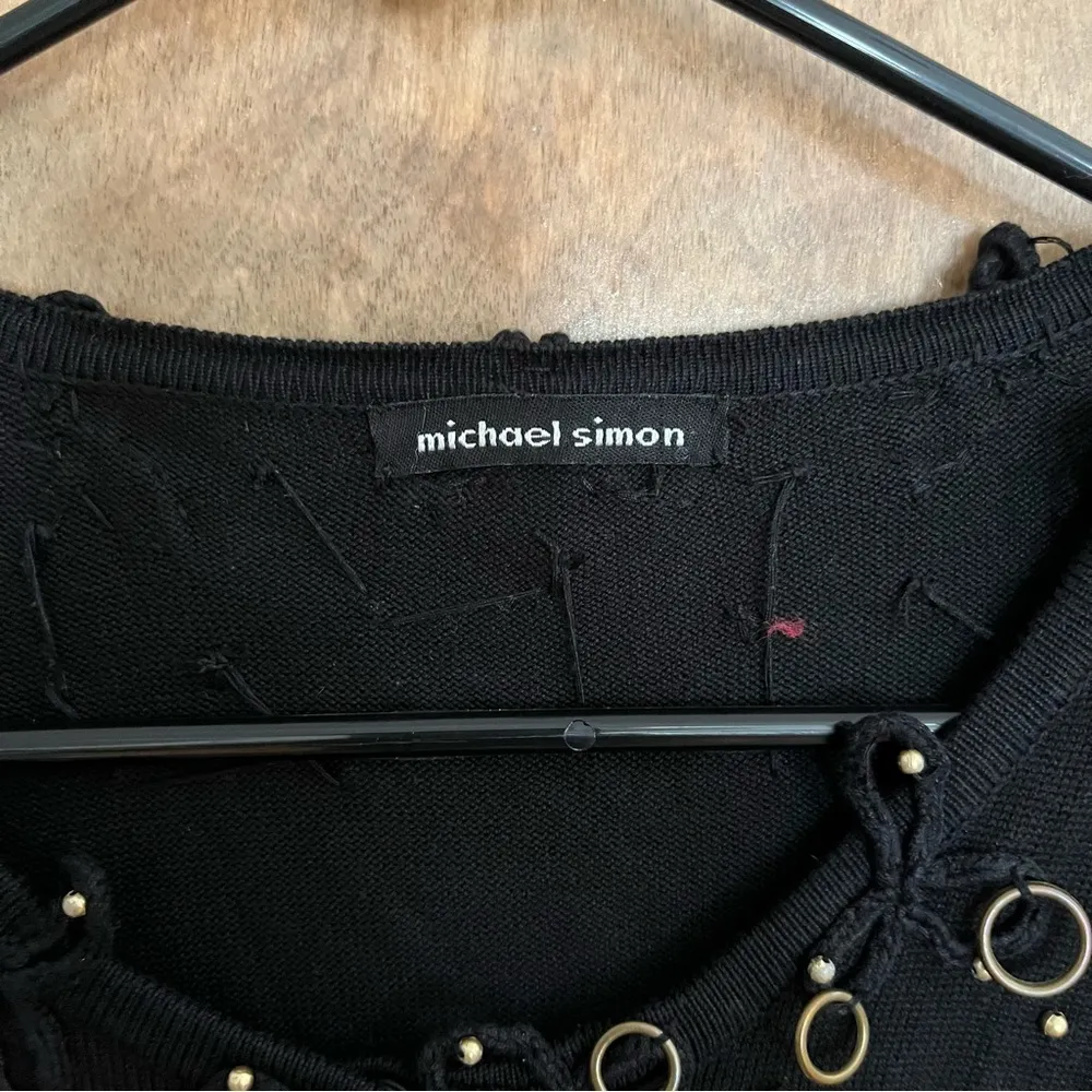 Michael Simon Beaded Edgy Snap Closure Cardigan Sweater Large. Outstanding!! Black - Image 6