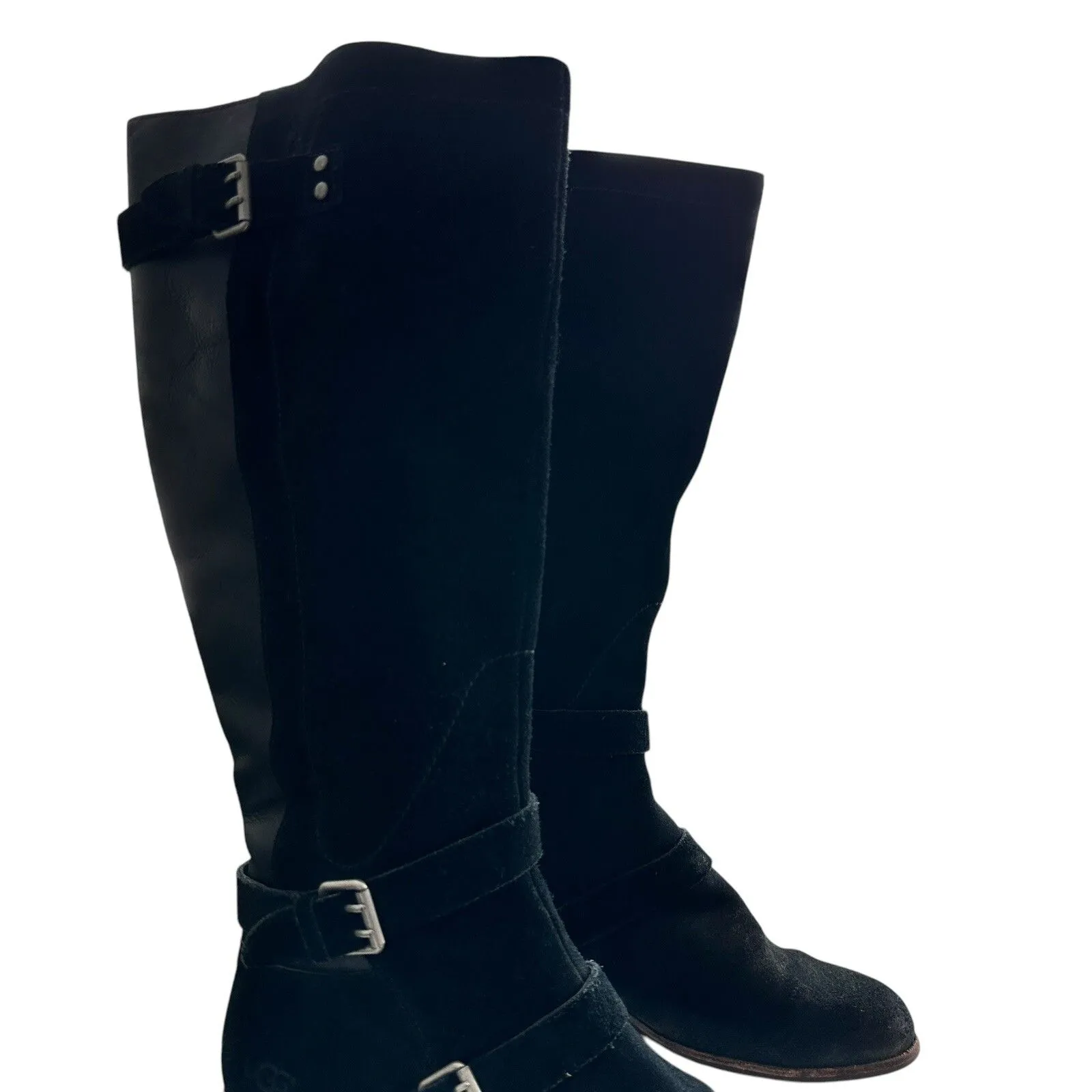 Ugg Black Leather Knee High Cyndee Buckle Sheepskin Shearling 9.5 - Image 5