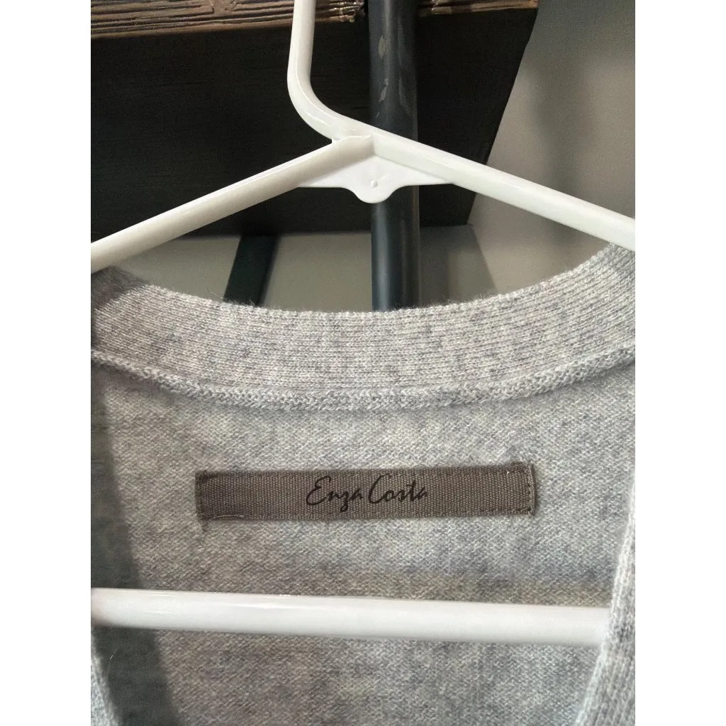 Enza Costa Cropped Cashmere V Neck Cardigan Heather Gray Womens Size Small - Image 4