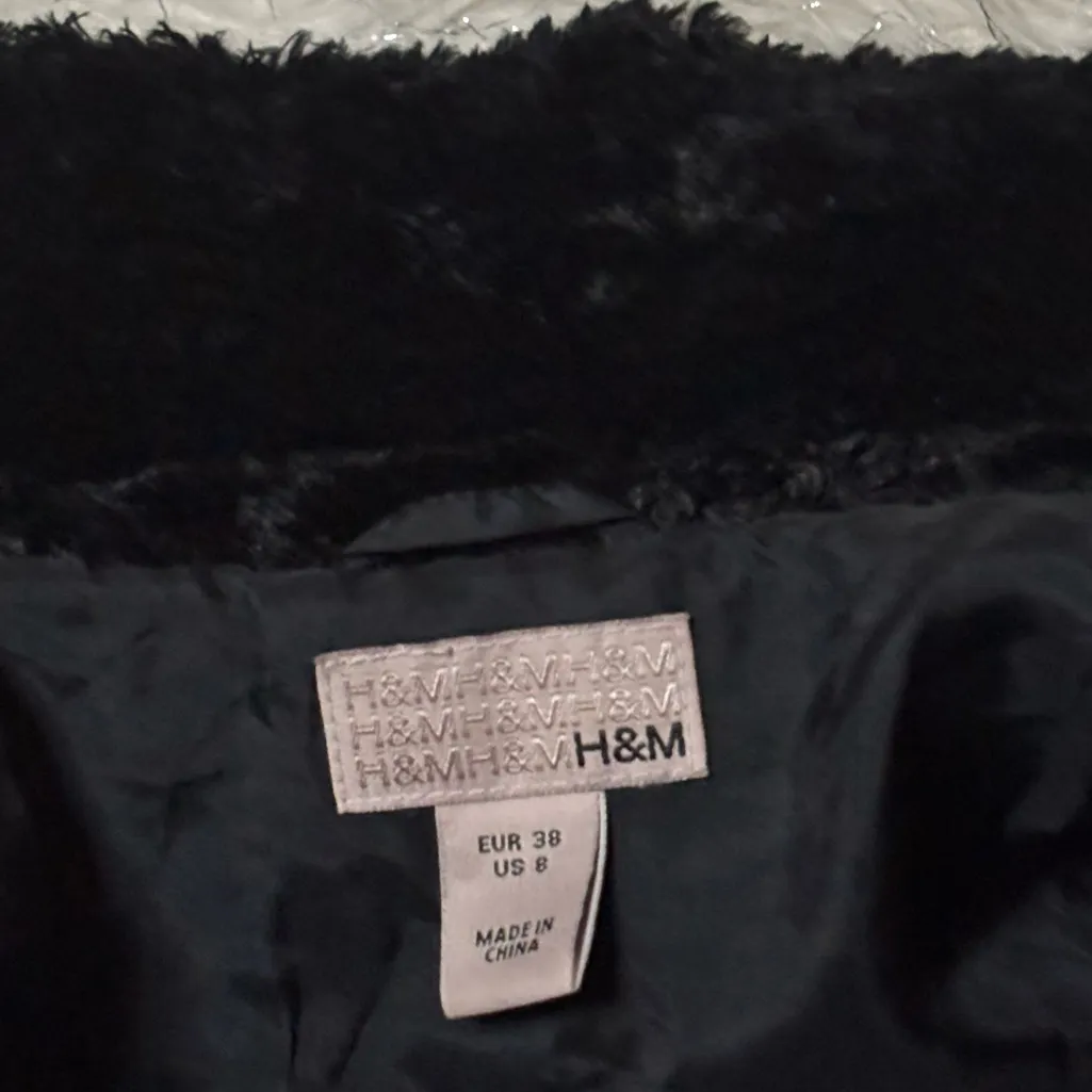 H&M Women’s Black Teddy Bear Jacket Coat Size 8 - Image 5